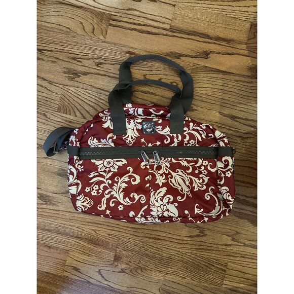 Brighton Handbags - Brighton Vera Red Scroll Nylon Duffle Bag – Travel Weekender